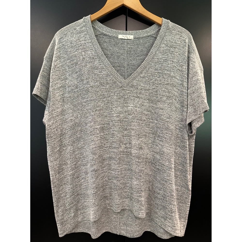 Rag & Bone Grey Heather V-Neck Short Sleeve Knit Top Size L